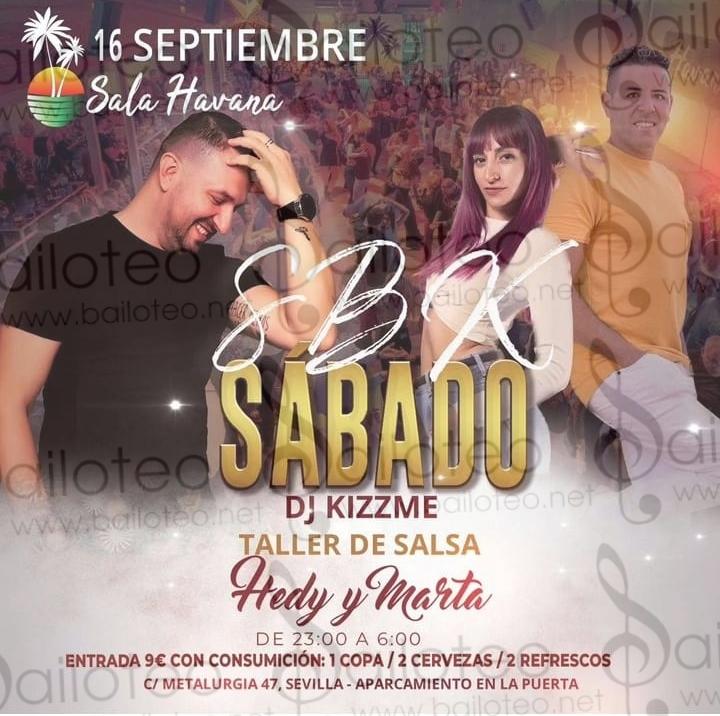 Bailoteo Fiesta SBK Sábado 16 Septiembre en sala Havana con taller de salsa por Hedy y Marta