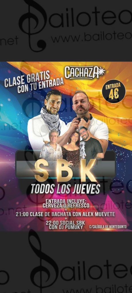 Bailoteo Fiesta SBK jueves 26 Octubre en sala Cachaza con taller de bachata por Alex muevete