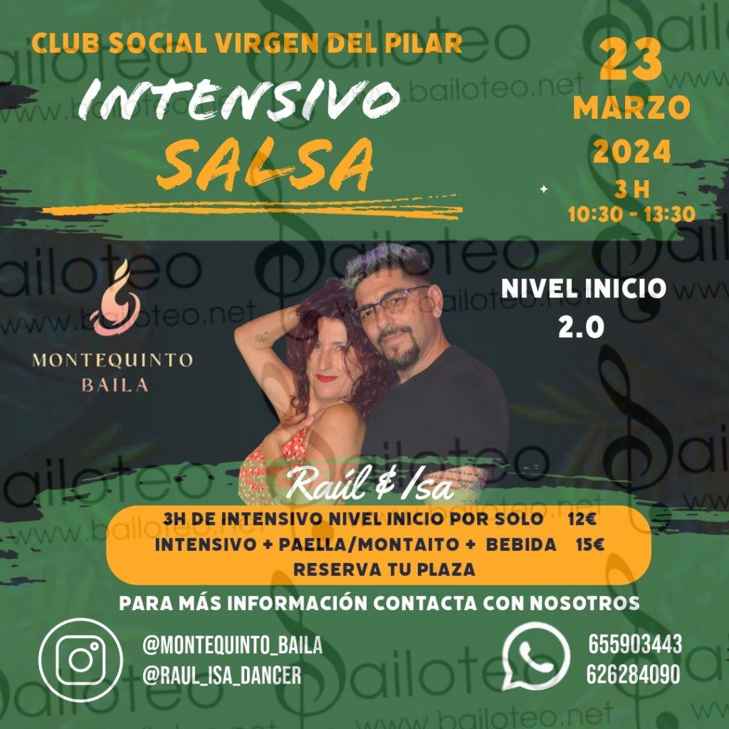 Bailoteo Clase intensiva de Salsa Sábado 23 Marzo en Club social Virgen del Pilar impartido por Raúl e Isa