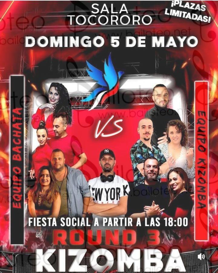 Bailoteo Fiesta Social Bacha vs Kizomba Round 3 en Sala Tocororo el Domingo 5 de Mayo