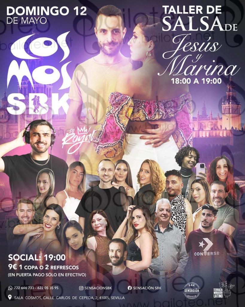 Bailoteo Fiesta SBK y Taller de Salsa por Jesús y Marina en Cosmos el Domingo 12 de Mayo 2024