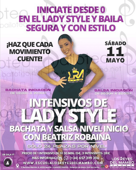 Bailoteo Intensivo Lady Style de Bachata y Salsa por Los Reyes del Mambo el Sábado 11 de Mayo