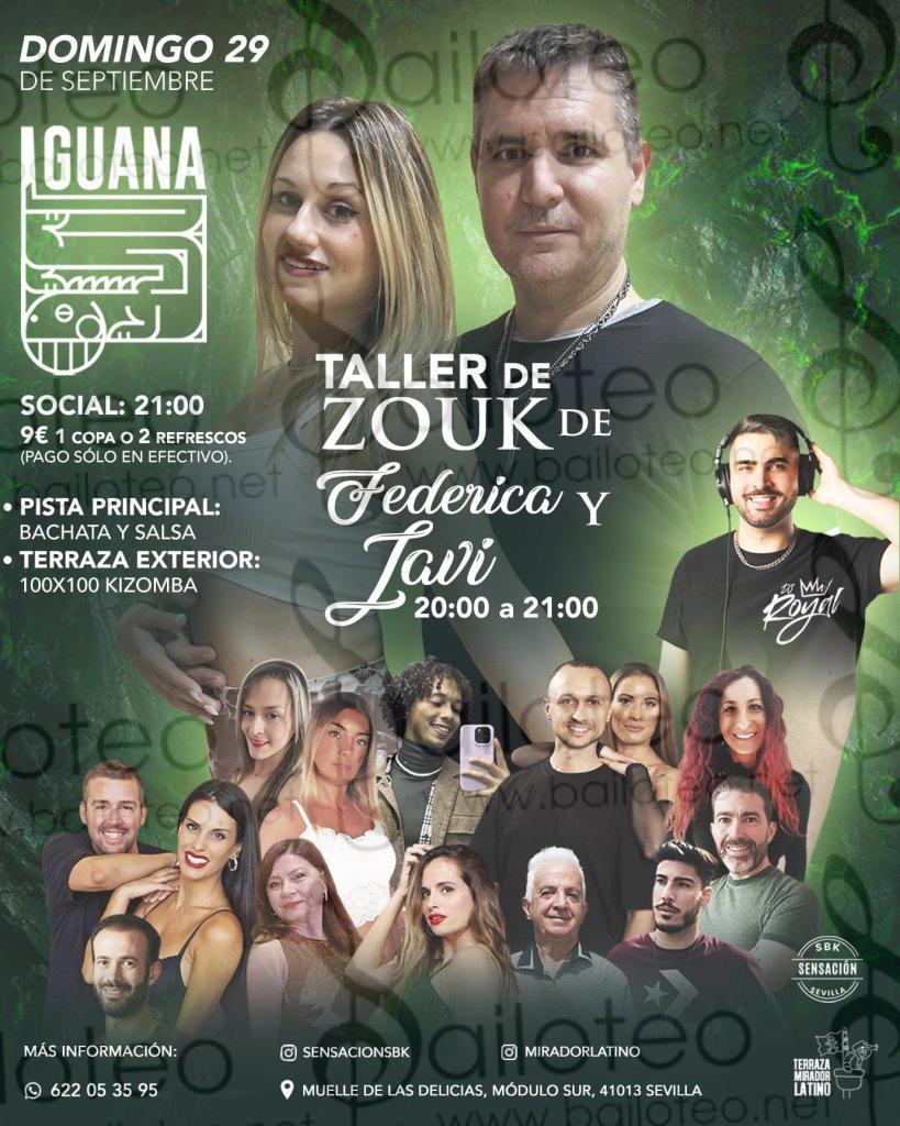 Bailoteo Fiesta SBK y taller de Zouk en Terraza Iguana Sevilla el Domingo 29 de Septiembre 2024