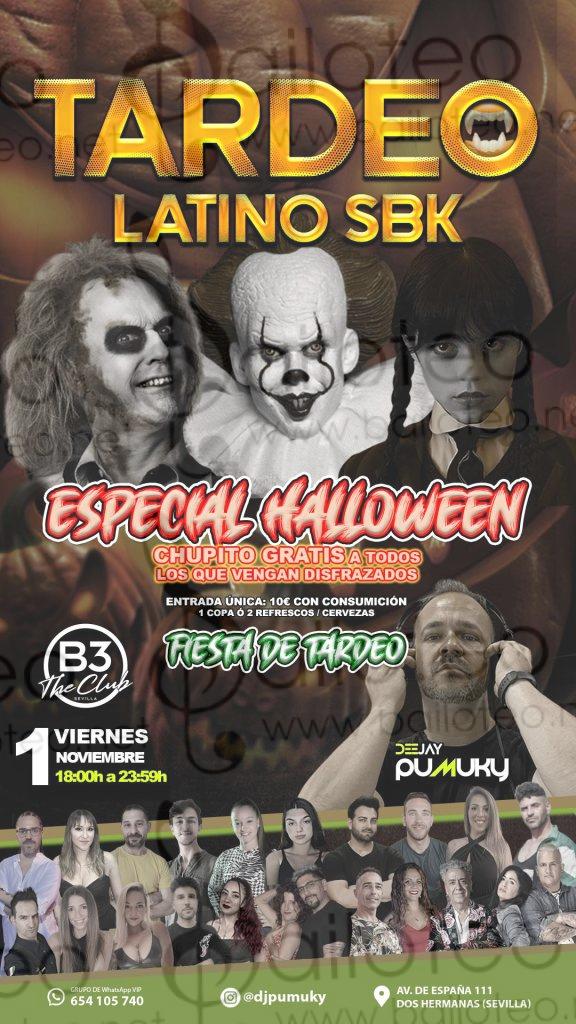 Bailoteo Tardeo Latino SBK Especial Halloween en Sala B3 Dos Hermanas el Viernes 1 de Noviembre 2024