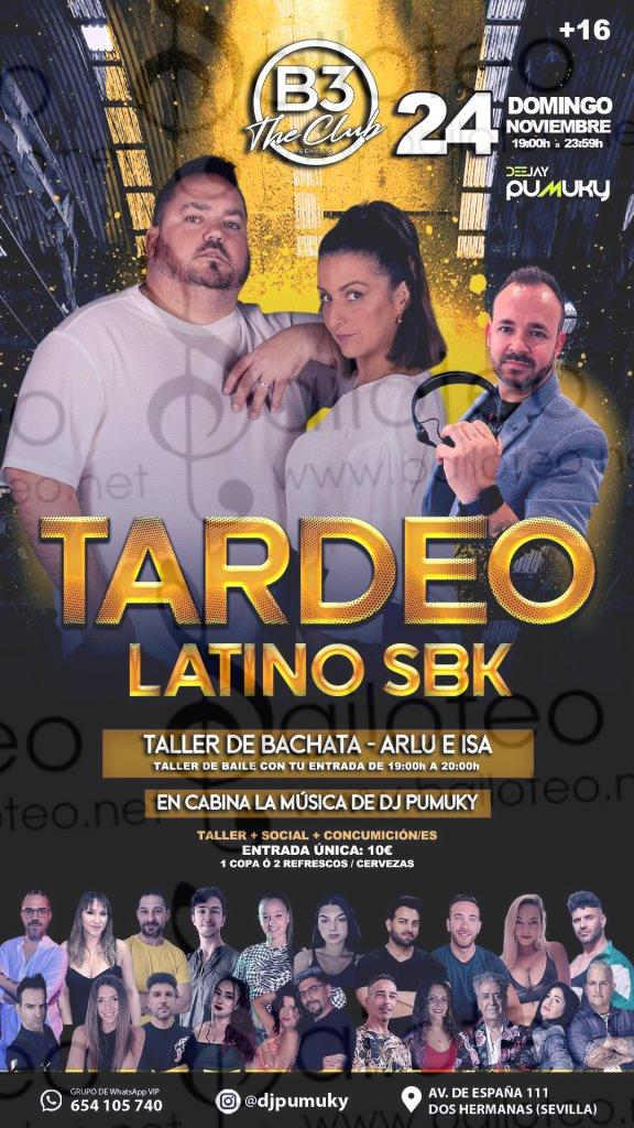 Bailoteo Tardeo Latino SBK y taller de bachata en B3 el Domingo 24 de Noviembre 2024