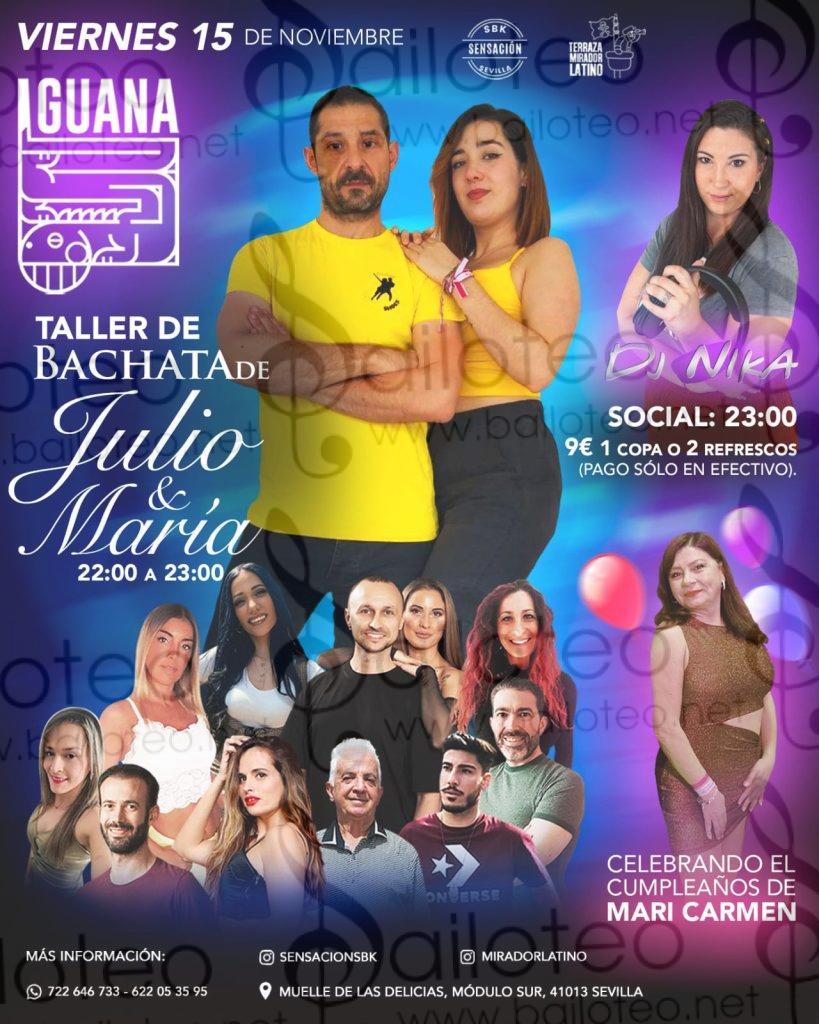 Bailoteo Fiesta SBK y taller de bachata en Terraza Iguana Sevilla el Viernes 15 de Noviembre 2024