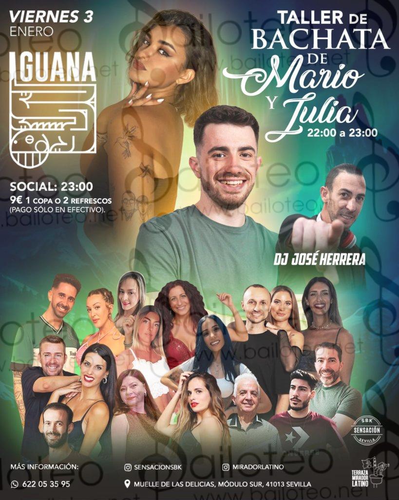 Bailoteo Social SBK y taller de Bachata en Iguana Terraza Sevilla el Viernes 3 de Enero 2025