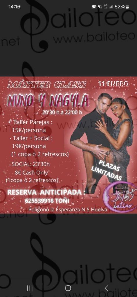 Bailoteo Master Class de Nuno y Nagyla en Kiss Latino Huelva el 11 de Enero 2025